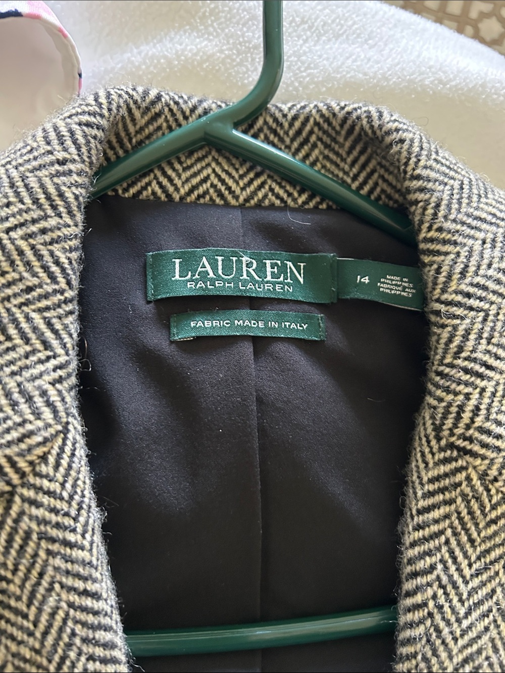 Lauren Ralph Lauren Black and Cream Herringbone Blazer